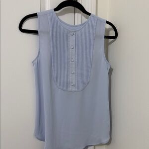 J. Crew Light Blue Sleeveless Blouse Tuxedo neck